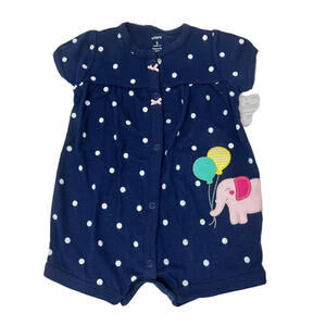 Carters Navy Polka Dot Baby One Piece with Elephant & Balloons Size 6 Months